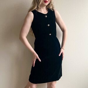 Vintage 1960s Black Velvet Party Dress With Rhinestones (S)